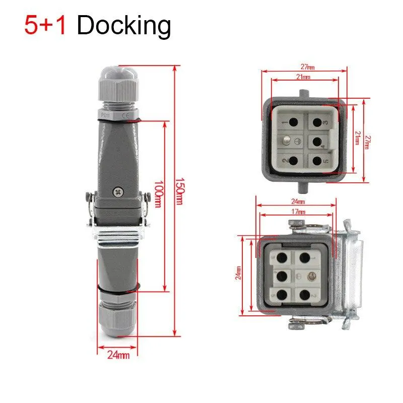 1PCS Heavy duty connector 4core - 8core 10A Rectangular aviation plug