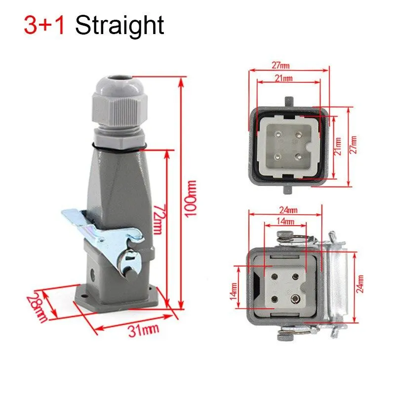 1PCS Heavy duty connector 4core - 8core 10A Rectangular aviation plug