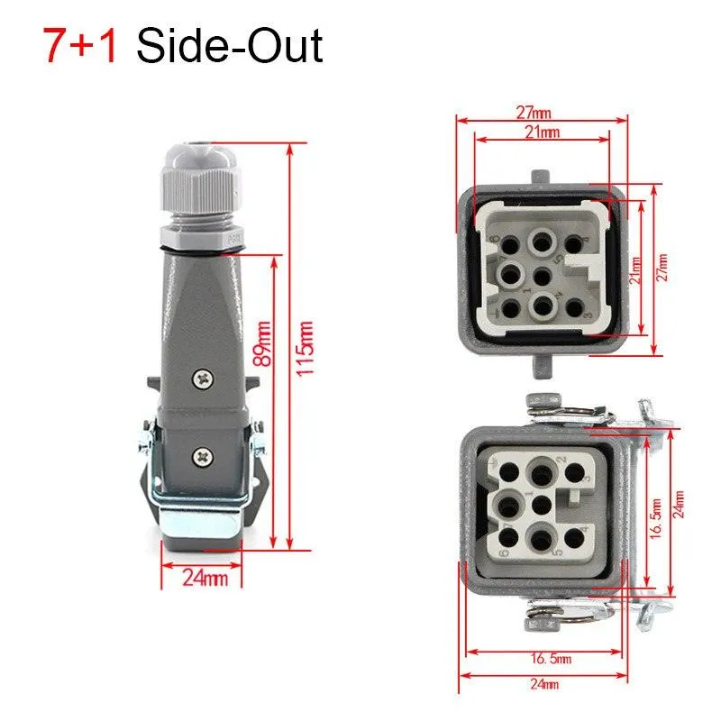 1PCS Heavy duty connector 4core - 8core 10A Rectangular aviation plug