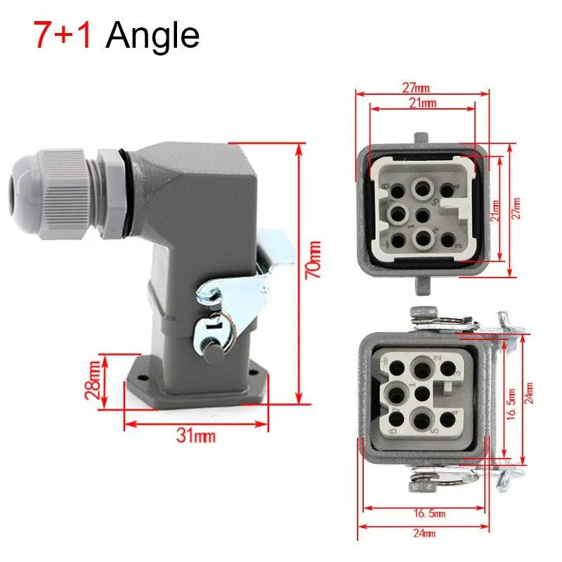 1PCS Heavy duty connector 4core - 8core 10A Rectangular aviation plug