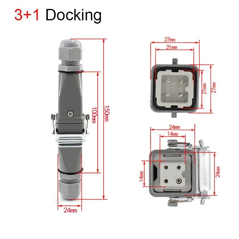 1PCS Heavy duty connector 4core - 8core 10A Rectangular aviation plug