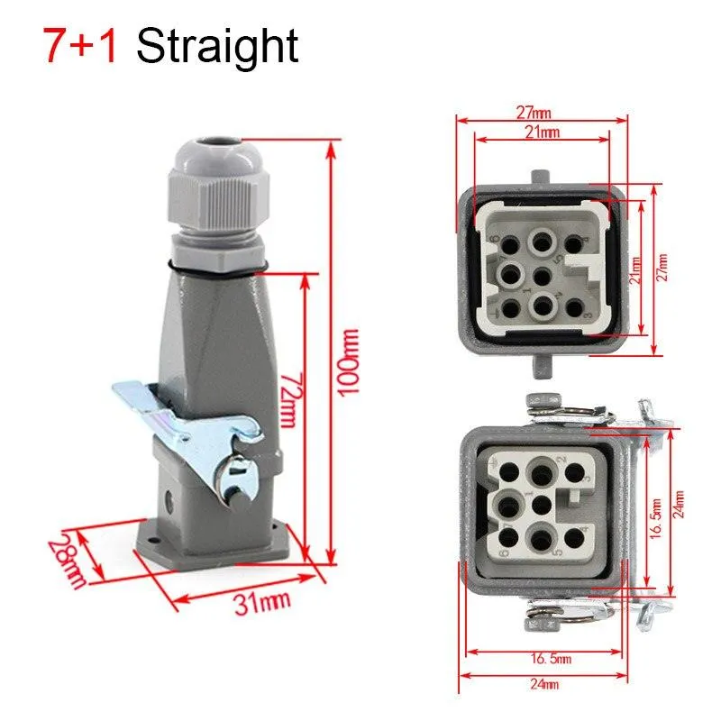 1PCS Heavy duty connector 4core - 8core 10A Rectangular aviation plug