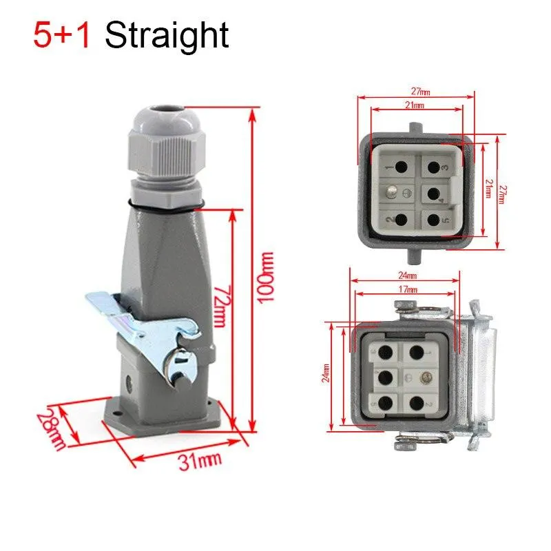 1PCS Heavy duty connector 4core - 8core 10A Rectangular aviation plug