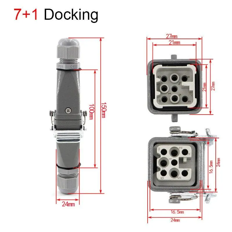 1PCS Heavy duty connector 4core - 8core 10A Rectangular aviation plug