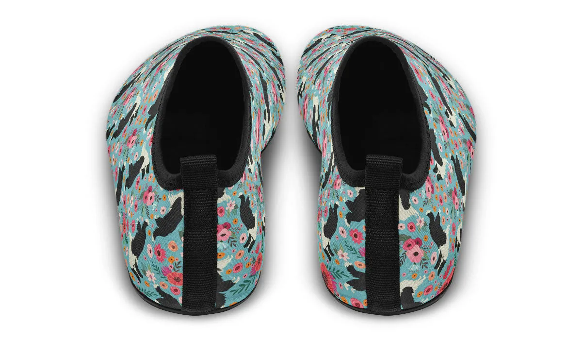 Border Collie Flower Aqua Barefoot Shoes