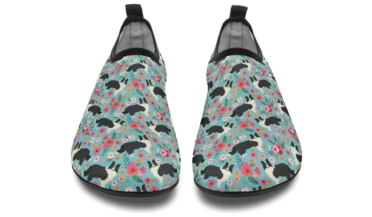 Border Collie Flower Aqua Barefoot Shoes