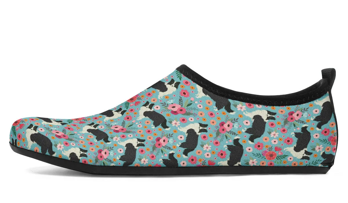 Border Collie Flower Aqua Barefoot Shoes