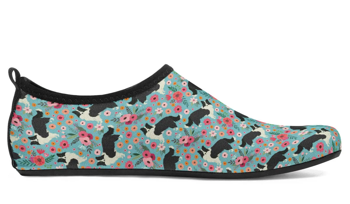 Border Collie Flower Aqua Barefoot Shoes