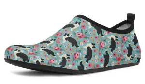 Border Collie Flower Aqua Barefoot Shoes