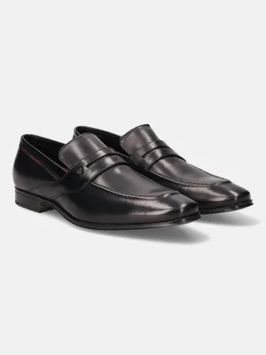 bugatti Black Premium Leather Formal Slip-Ons