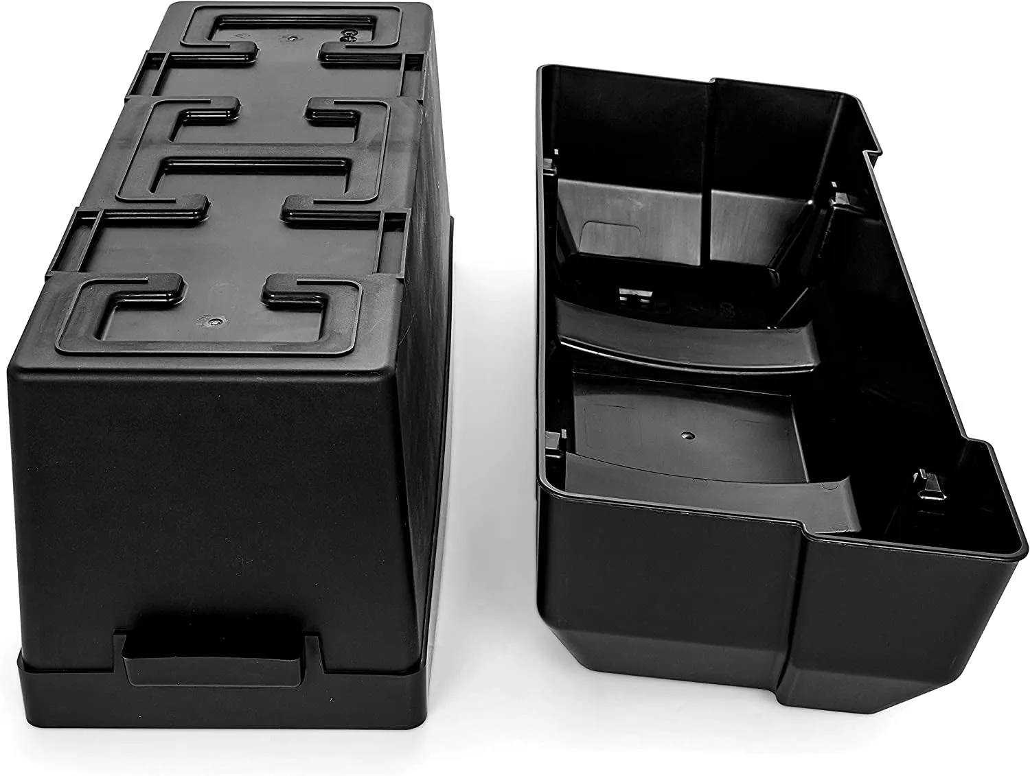 Camco Double Battery Box | Safely Stores RV, Automotive, and Marine Batteries | Features a Heavy-Duty Corrosion-Resilient Polymer Construction and Measures inside 21-1/2" X 7-3/8" X 11-3/16" (55375)