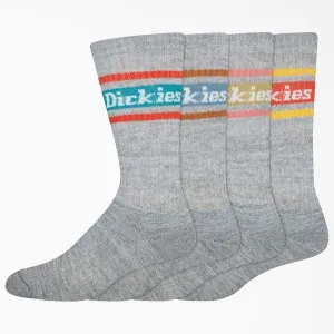 Dickies Skateboarding Rubgy Stripe Crew Socks 4 Pack  Grey - Spring