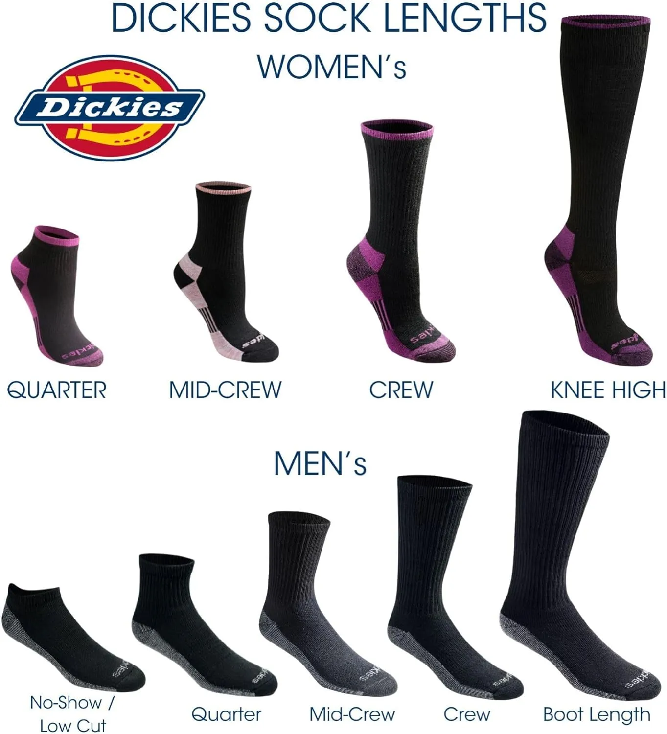 Dickies Women's Dri-Tech Advanced Moisture Wicking Mid-Crew Socks, Available in M-L (6,12 Pairs)