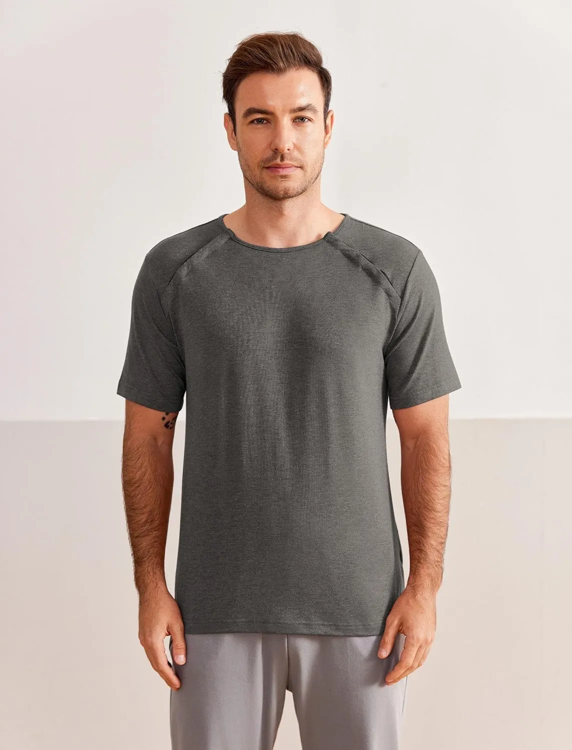 Dyeek Chemo for Shirt Port Access Chemotherapy Must Haves Tear Away Side Snap Short Sleeve Post Shoulder Surgery Shirts
