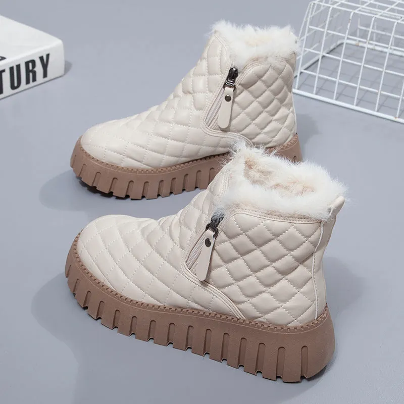 FrostLuxe | Women's Quilted Winter Ankle Boots - Plush Lined, Warm & Stylish Cold Weather Footwear
