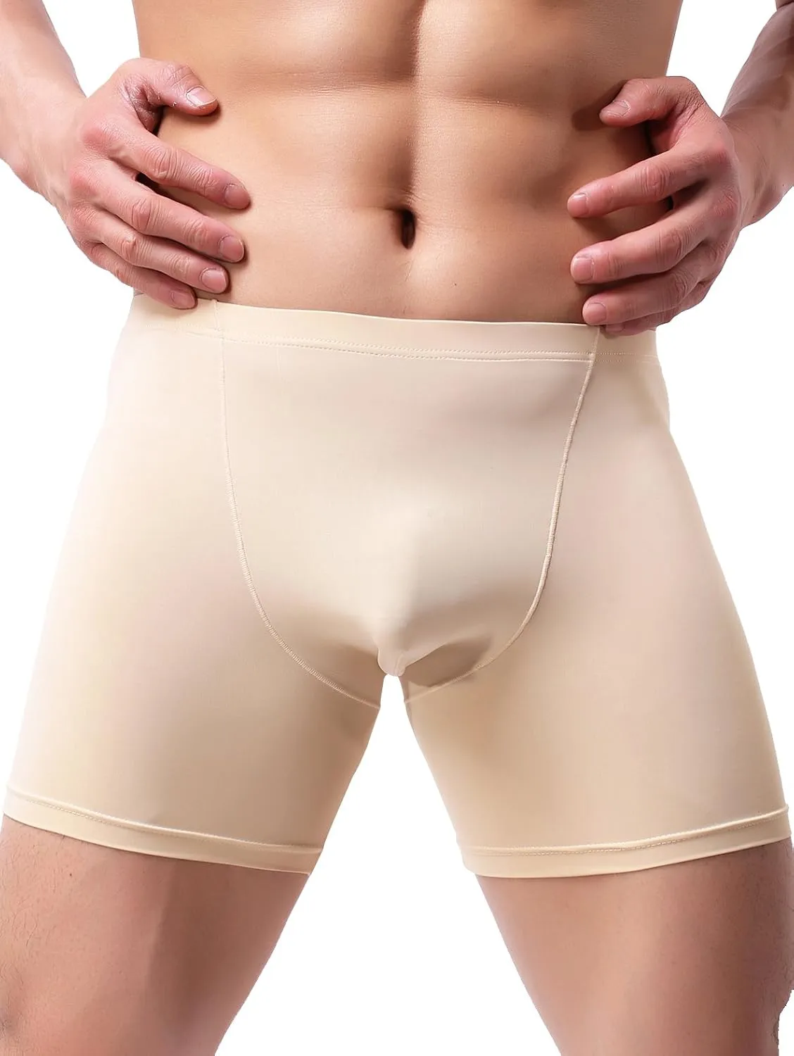 IKINGSKY Men's Long Leg Boxer Briefs Seamless Front Breathable Trunks Stretch Men Undepanties