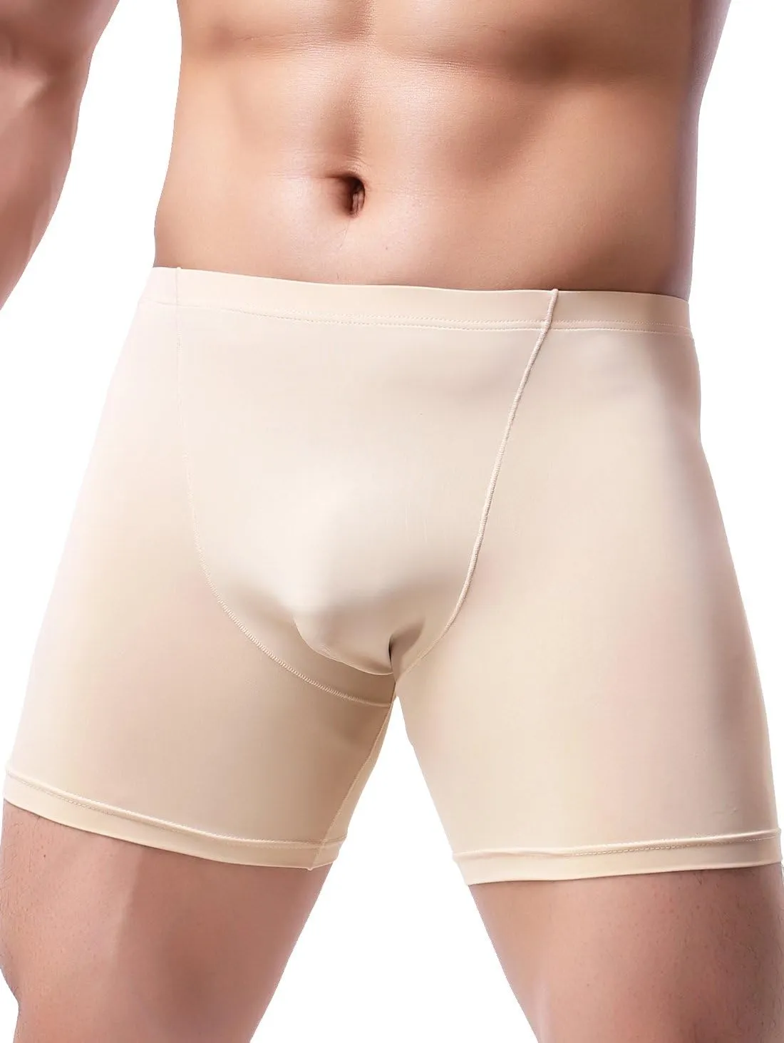 IKINGSKY Men's Long Leg Boxer Briefs Seamless Front Breathable Trunks Stretch Men Undepanties