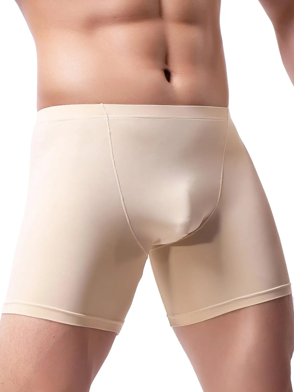 IKINGSKY Men's Long Leg Boxer Briefs Seamless Front Breathable Trunks Stretch Men Undepanties