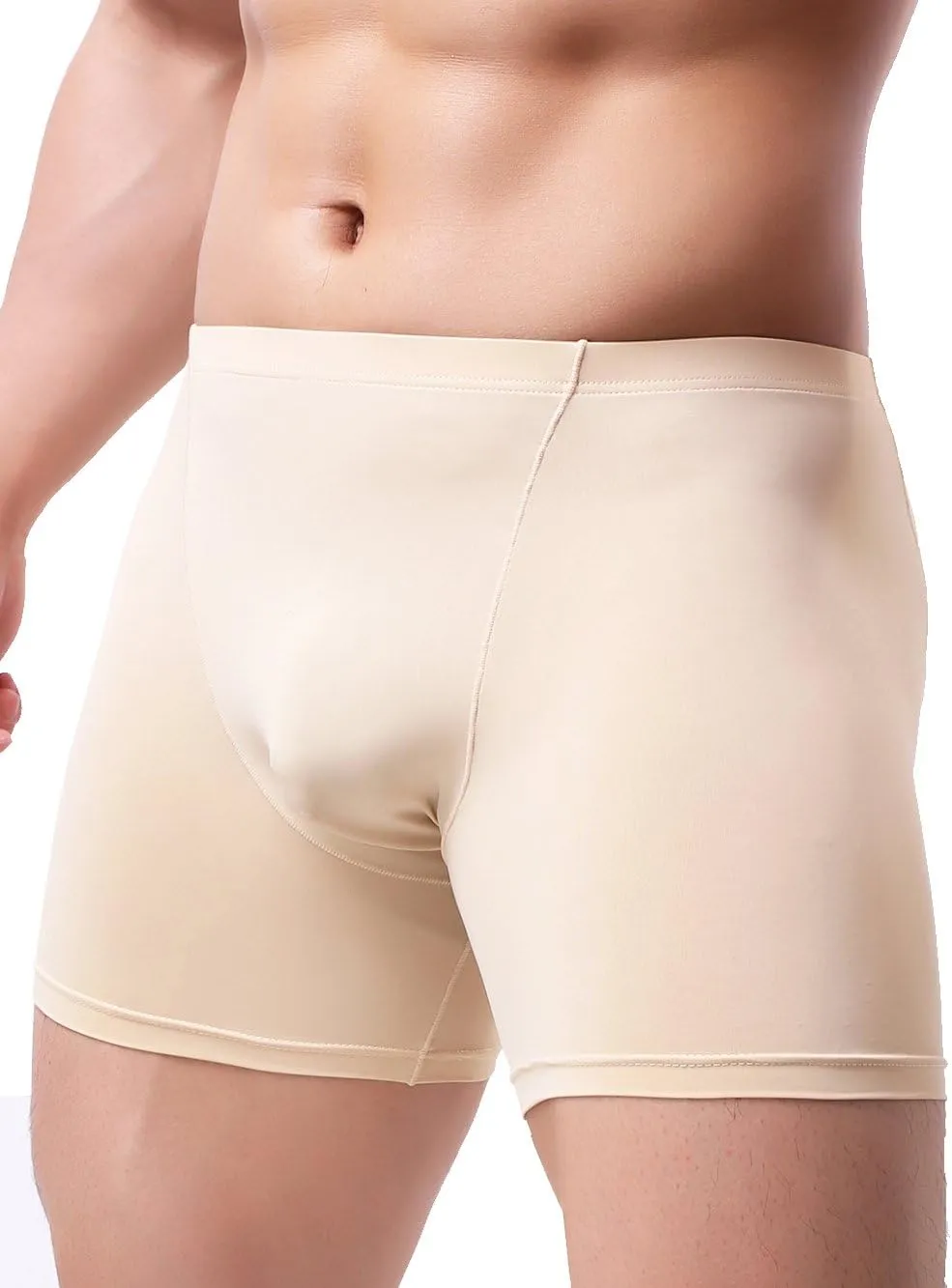 IKINGSKY Men's Long Leg Boxer Briefs Seamless Front Breathable Trunks Stretch Men Undepanties