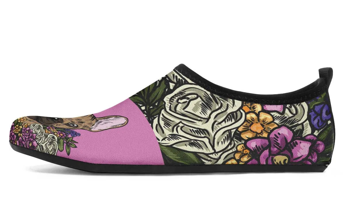 Illustrated French Bulldog Aqua Barefoot Shoes