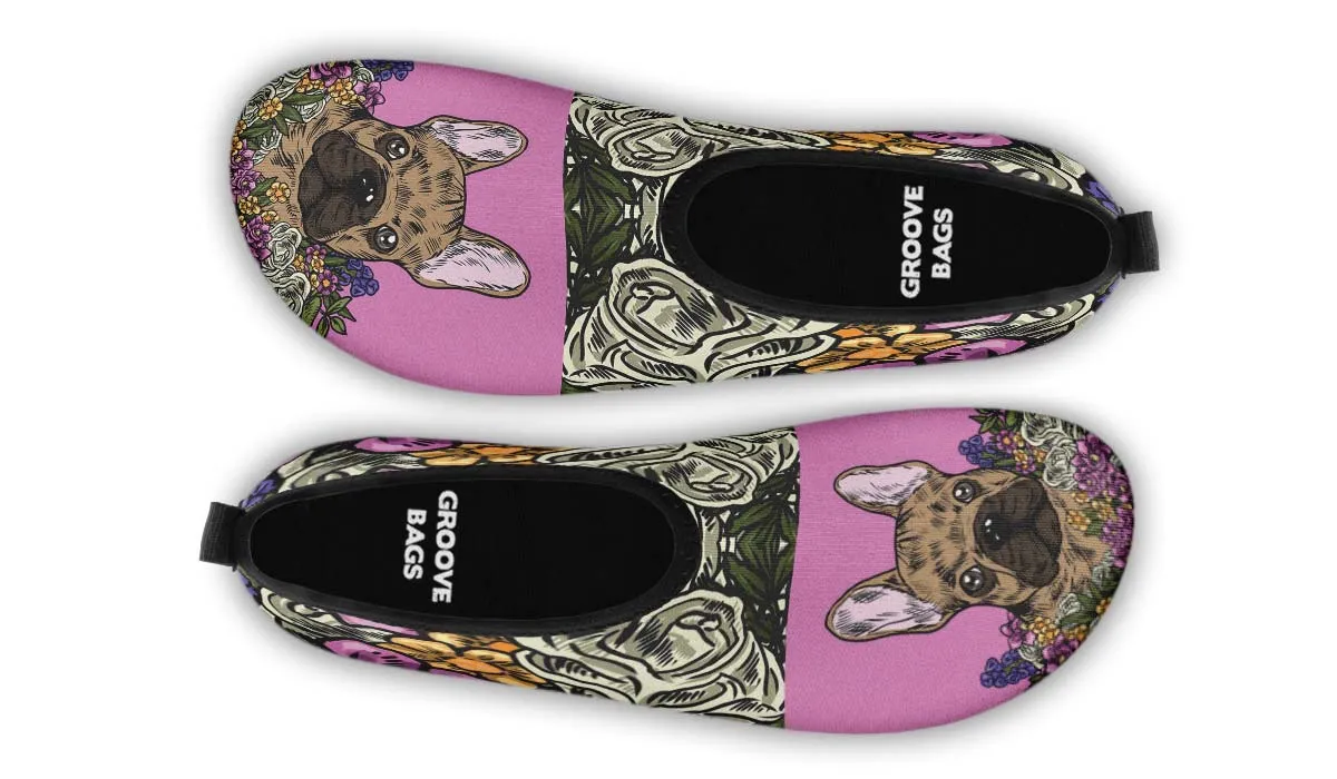 Illustrated French Bulldog Aqua Barefoot Shoes