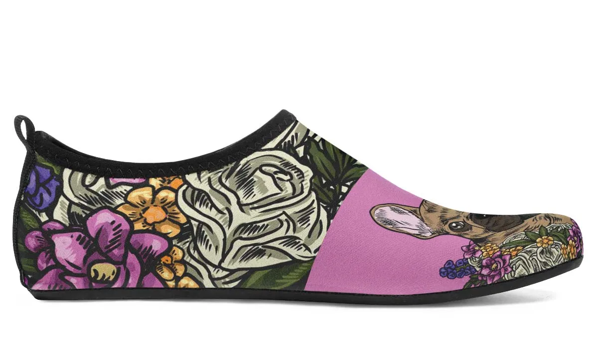 Illustrated French Bulldog Aqua Barefoot Shoes