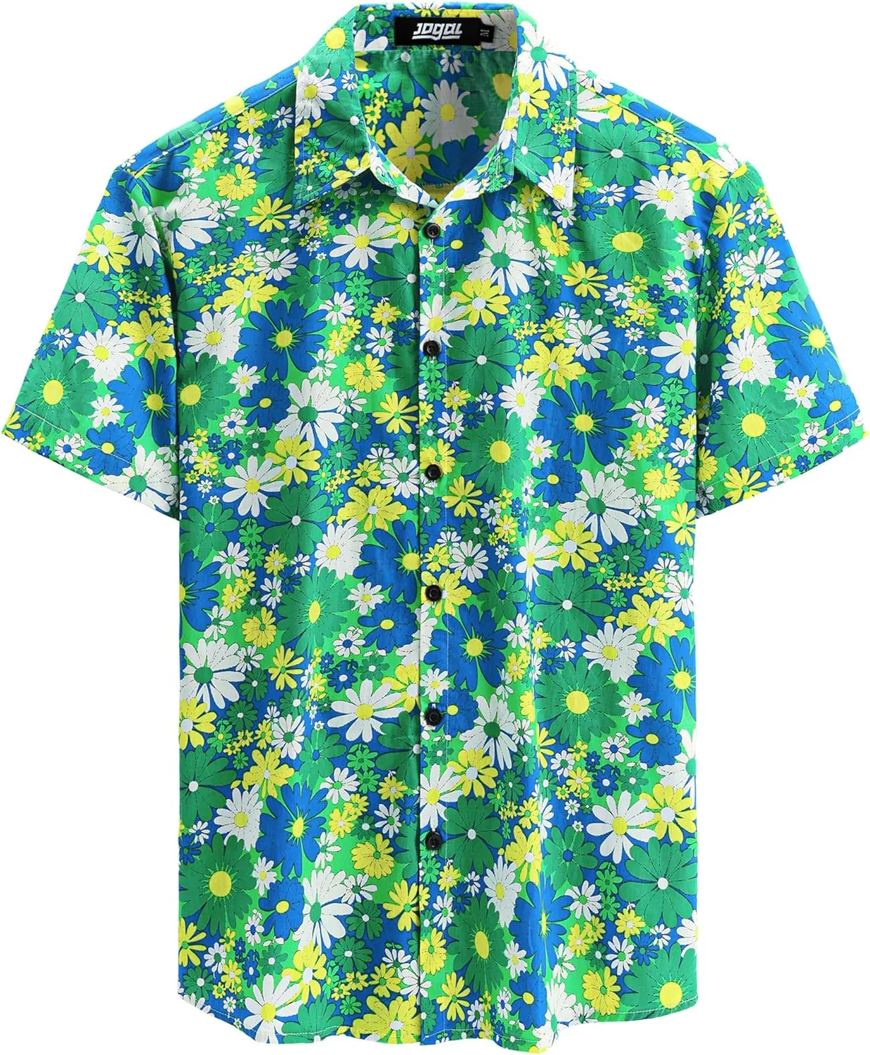 JOGAL Men's Flower Casual Short Sleeve Aloha Hawaiian Shirt
