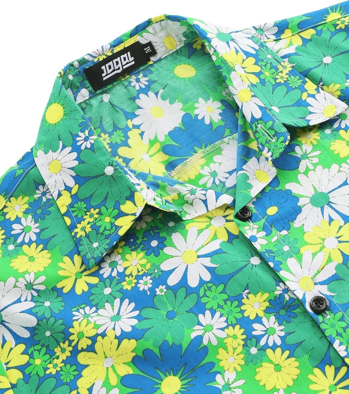 JOGAL Men's Flower Casual Short Sleeve Aloha Hawaiian Shirt