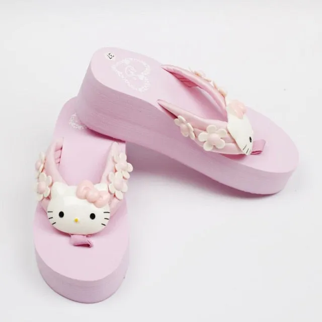 Kawaii Fashion Y2K Hello Kitty Platform Sandals Slides
