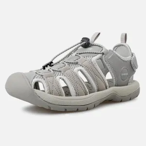 Knixmax Damen Geschlossene Zehen Sandalen Grau Wide Fit Sport Sommerschuhe (Upgrade Version)