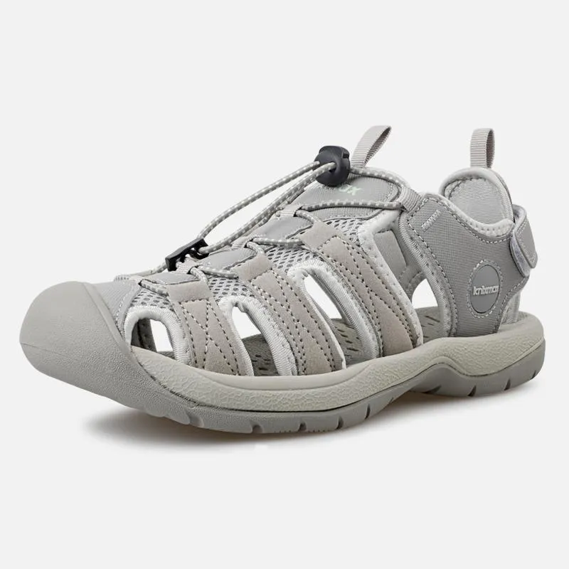 Knixmax Damen Geschlossene Zehen Sandalen Grau Wide Fit Sport Sommerschuhe (Upgrade Version)
