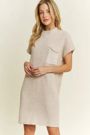 Leanne | Drop Shoulder Sweater Knit Relaxed Mini Dress | Cream