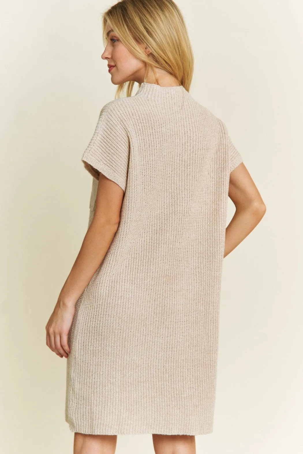Leanne | Drop Shoulder Sweater Knit Relaxed Mini Dress | Cream