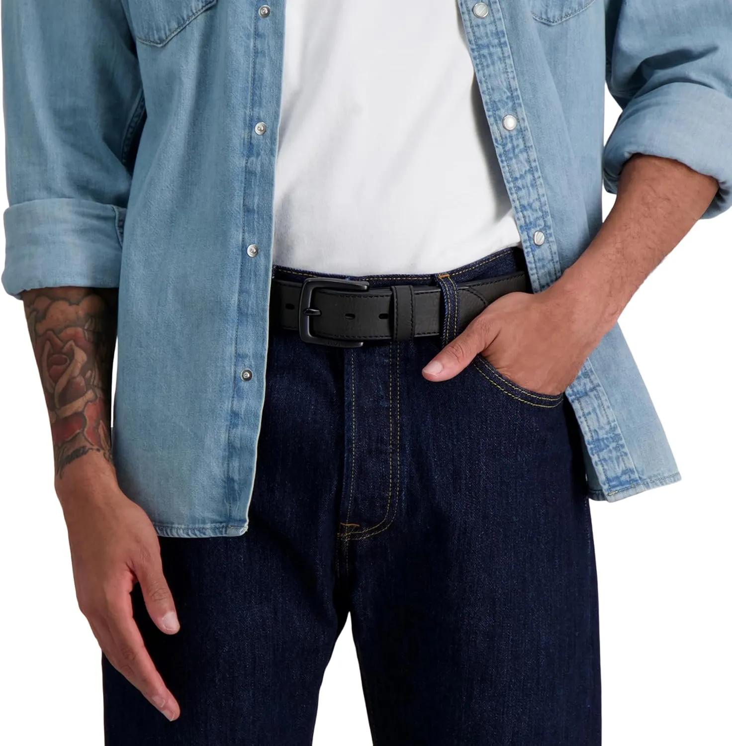 Levi??s Men??s Casual Everyday Leather Jean Belt