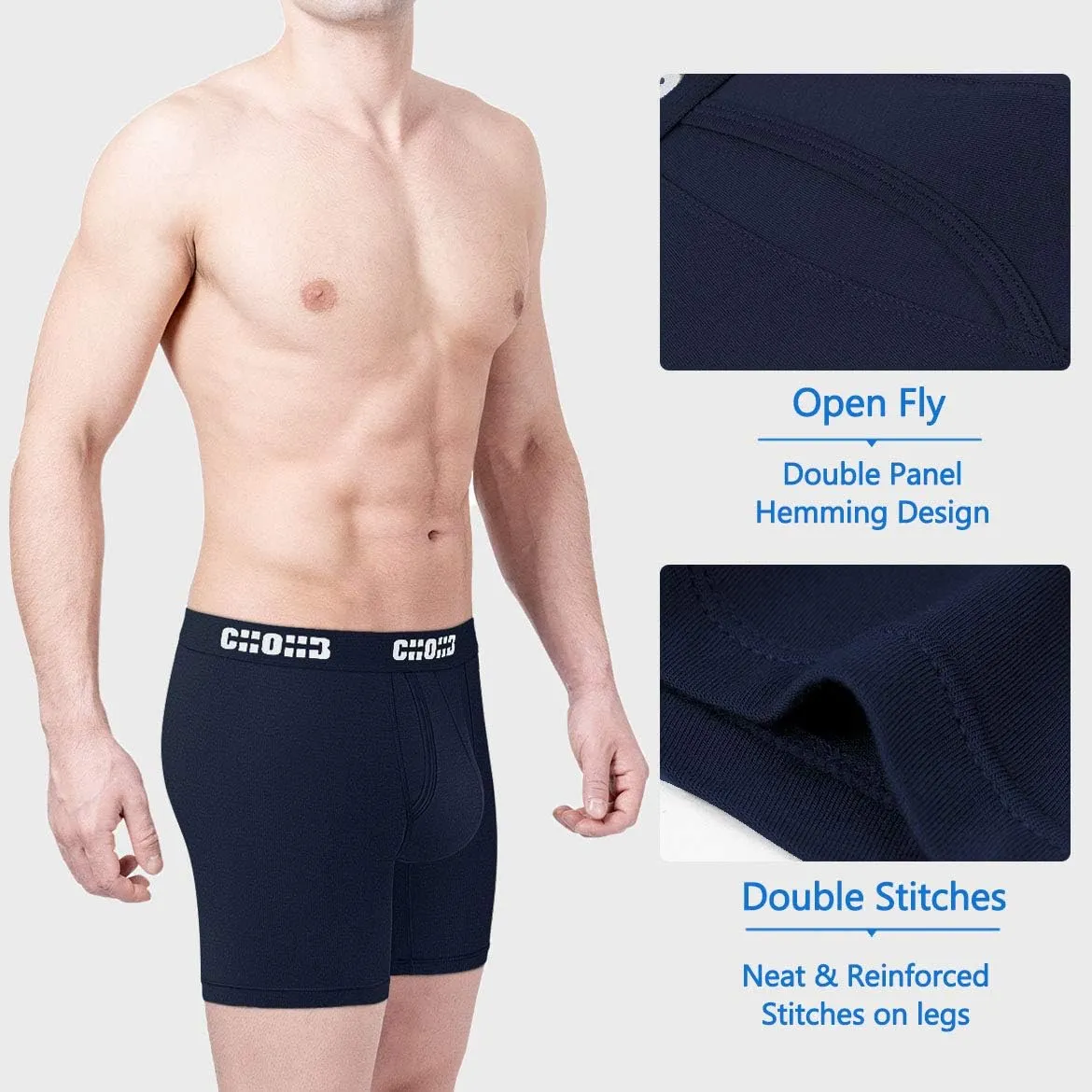 Men's Underwear Micro Modal 3 Pack Boxer Briefs Open Fly