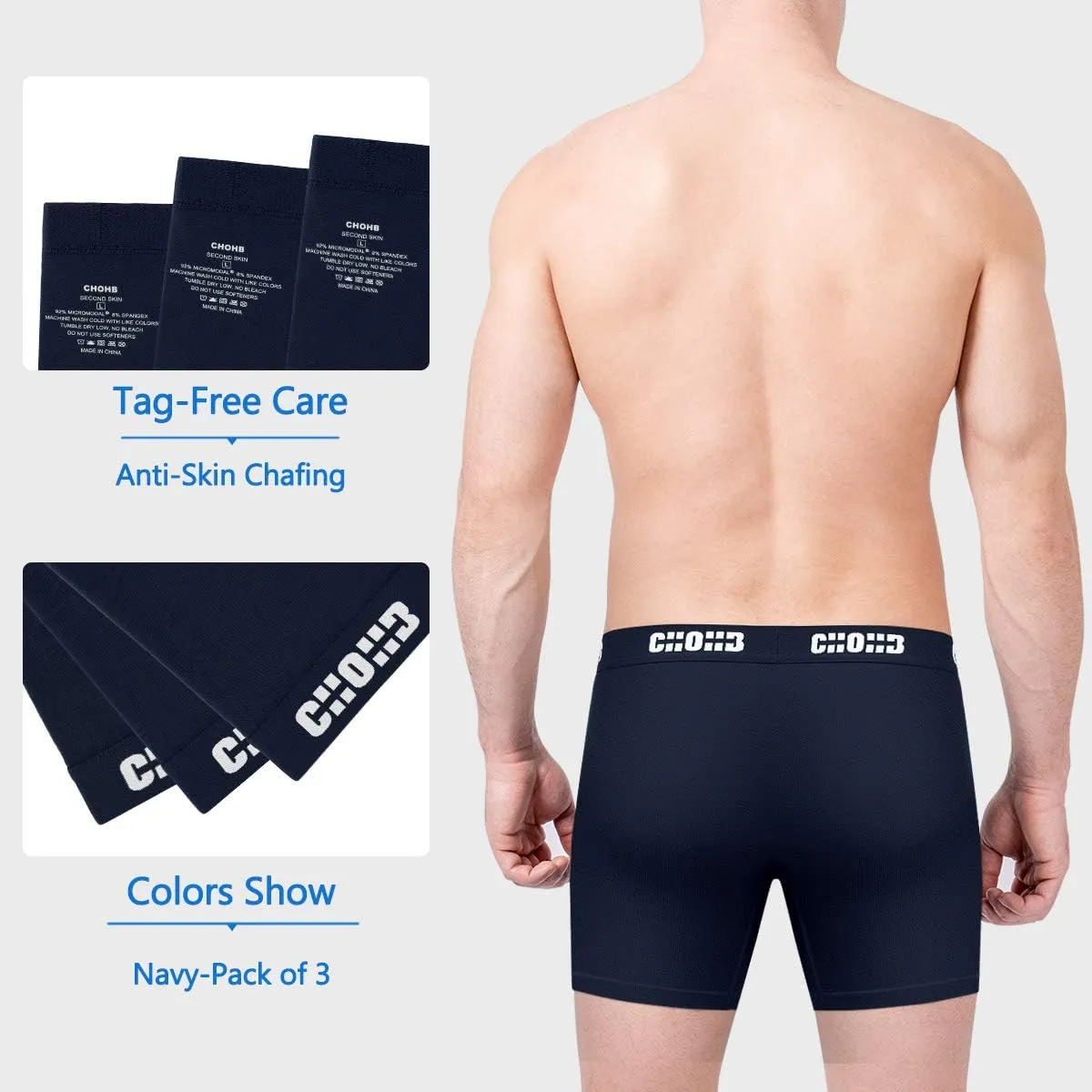 Men's Underwear Micro Modal 3 Pack Boxer Briefs Open Fly