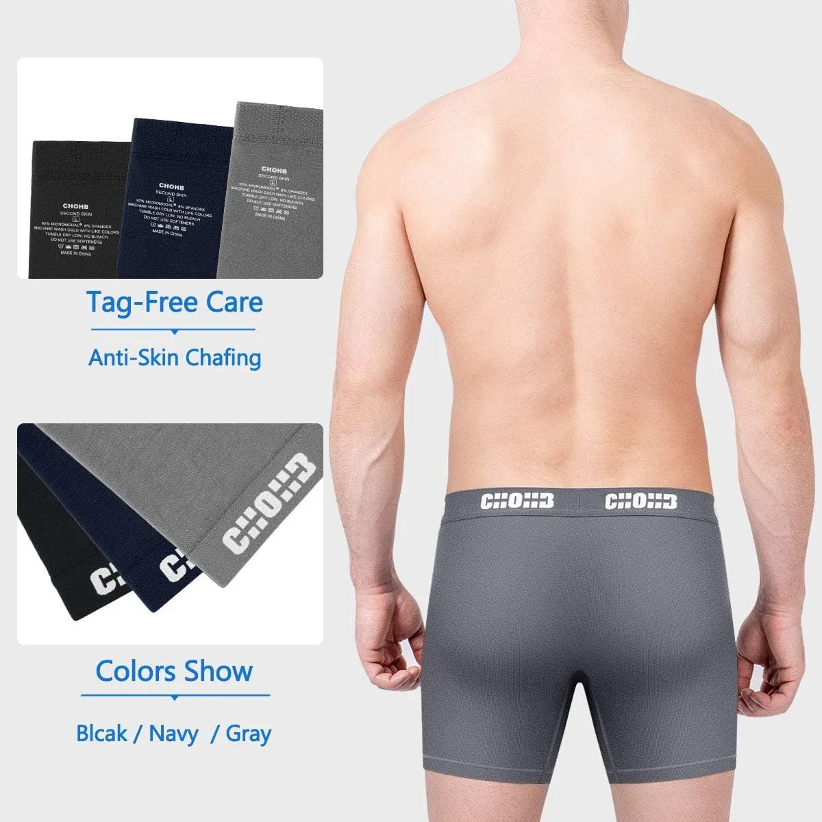 Men's Underwear Micro Modal 3 Pack Boxer Briefs Open Fly