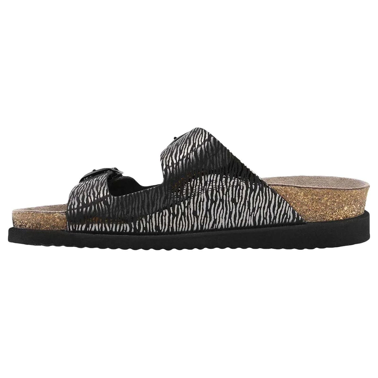 Mephisto Harmony Patent Zebra Print Leather Women's Slide Sandals