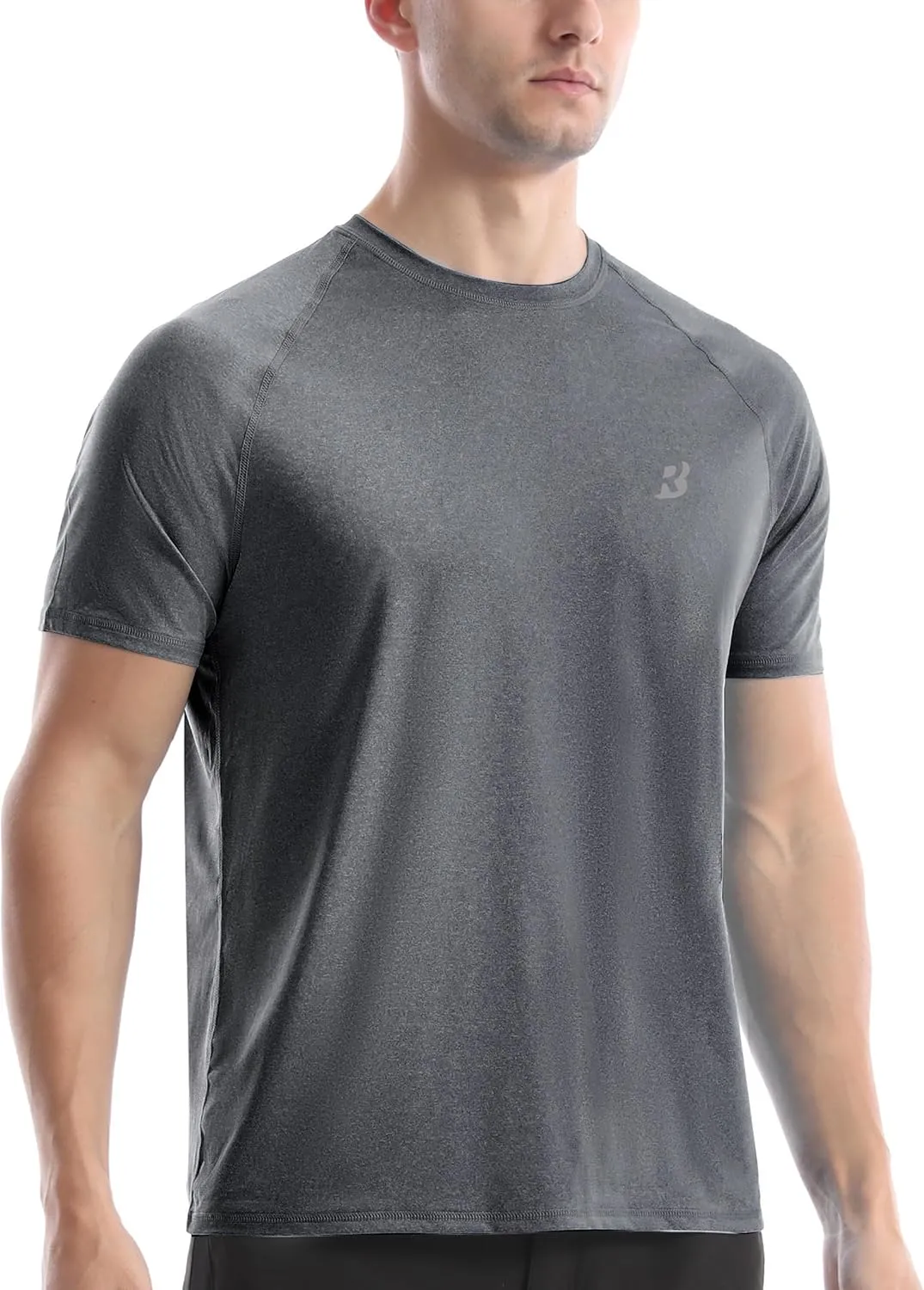 Roadbox Swim Shirts Short Sleeve for Men, Sun Protection UPF 50  Fishing Rash Guard, UV Gym Workout Shirt for Running Outdoor