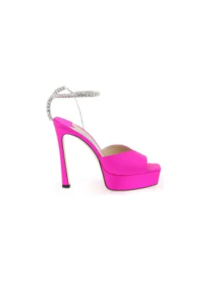 Saeda Crystal Satin Platform Sandals