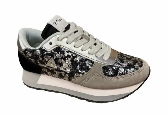 SUN68 scarpa sneakers da donna Kate Paillettes Z31221 4711 grigio scuro nero