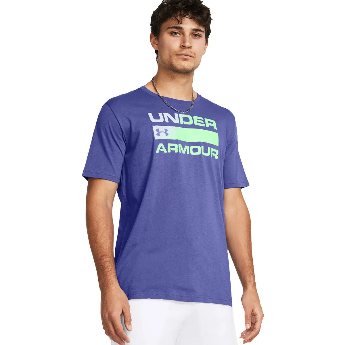 Under Armour Team Issue Wordmark Short Sleeve Training Tee - Mens - Starlight/Matrix Green/Celeste