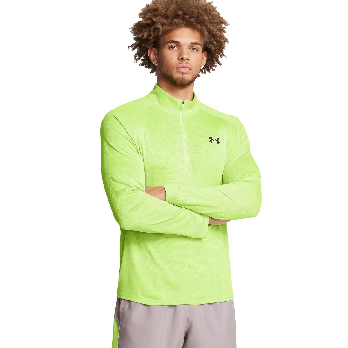 Under Armour Tech Textured 1/2 Zip Training Top - Mens - Morph Green/Black