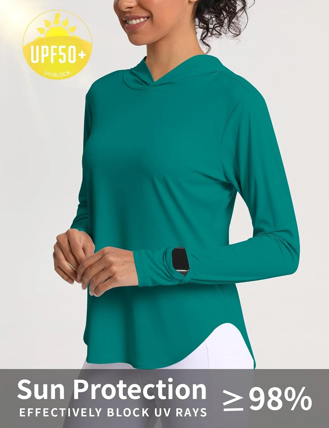 Women's Sun Shirt Hoodie Rash Guard Long Sleeve SPF UV Protection T-Shirts UPF 50  Hiking Quick Dry Lightweight